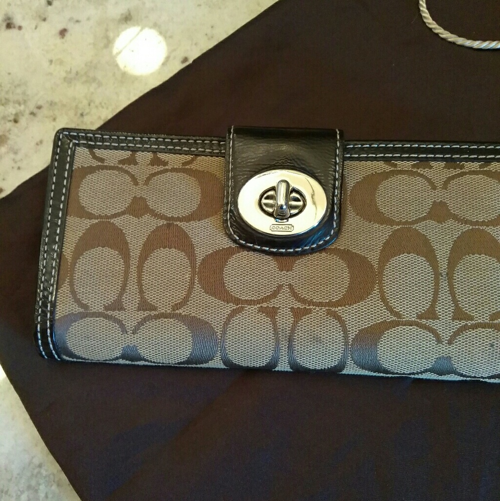 Authentic Coach Brown Canvas Monogram Wallet - image 1